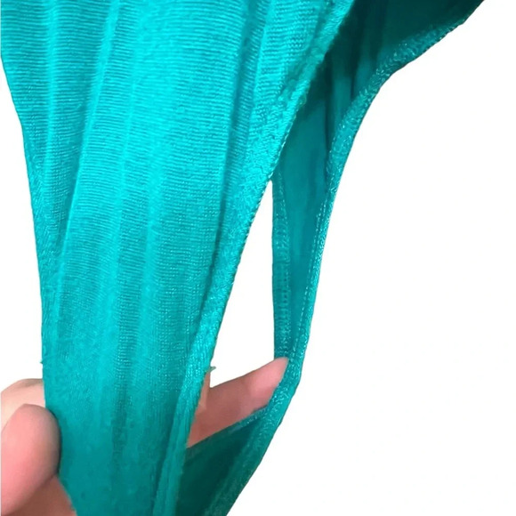 Teal and Black vintage bebe thong bodysuit with snaps, size XS - Picture 3 of 7